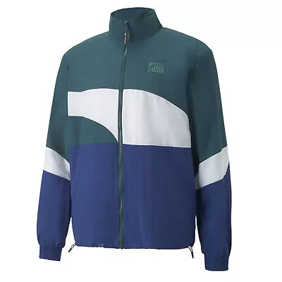 Puma Clyde Full Zip Basketball Jacket Mens Green Casual Athletic Outerwear 53419 • $19.99
