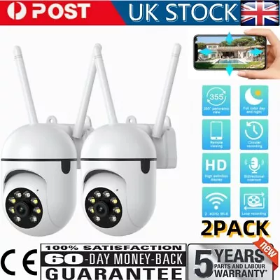 ✅2PCS 1080P IP Camera Wireless WIFI Outdoor CCTV PTZ Smart Home Security IR Cam • £14.99