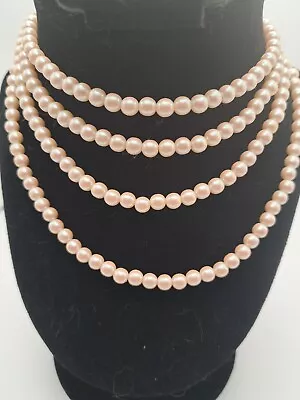 Vintage Cream  Faux Pearl Necklace / Long 56 Inches / Single Strand • $7.99