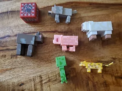 Minecraft Figures Lot Animals Set Of 7 Toys Pig Cow Sheep  Wolf Leopard TNT • $15