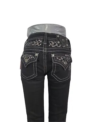 Miss Me Skinny Girls Stretch Black Denim Jeans Slim Fit 10 (24 X 27) JK5876S2 • $40