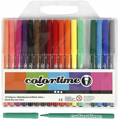 Colortime Felt-Tip Pens Markers -Choose Your Brilliant Colour 18 Packs Non Toxic • £5.95