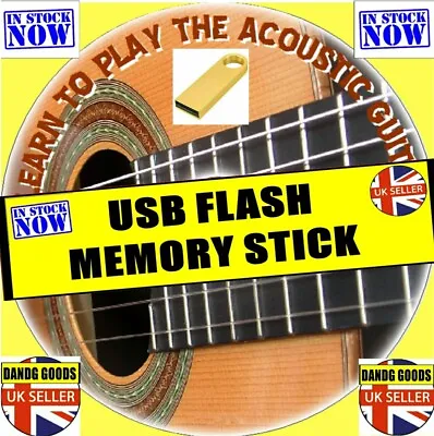 LEARN TO PLAY ACOUSTIC GUITAR Beginners Tuition VIDEO Lessons On USB STICK NEW • £13.22