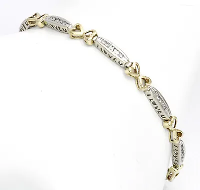 0.50CT Natural Diamond I Love You Tennis Bracelet Solid 10K Two Tone Gold 7  • $299.99