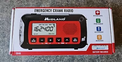 Midland ER40 Emergency Crank Weather Alert Radio W/ Flashlight NEW SEALED !!!! • $39.99