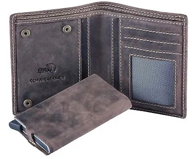 Manchester Genuine Leather Wallet With Detachable Card Case For Men ( Brown) • £27.58