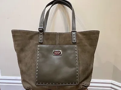 Michael Kors ~ Astor Leather Trimmed Suede Large Tote ~ Olive Green • $215