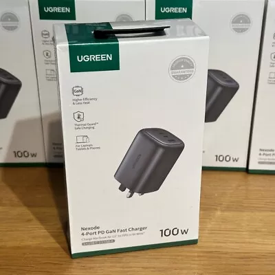 Ugreen 100W USB C Charger Plug 4-Port GaN Type-C Fast Wall Power Adapter Black • £44.99