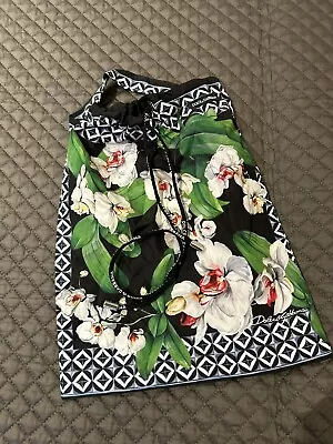 £10.50 • Buy Dolce Gabbana ‘white Flowers’ Drawstring Fabric Bag