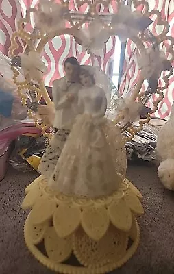 Vintage Bride And Groom Wedding  Cake Topper 1950s. • $40