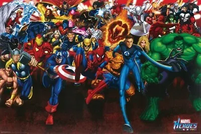 MARVEL HEROES POSTER Group Cast RARE HOT NEW 24x36 • £21.40