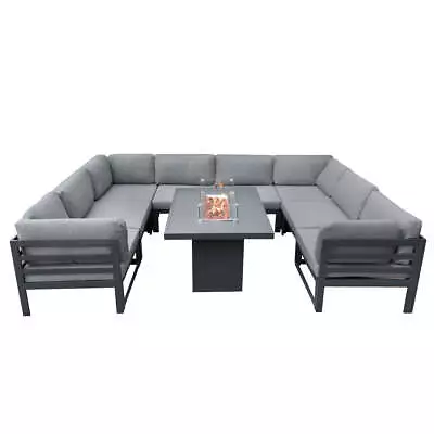 Modular Garden Furniture Set Large Grey 8 Seater U Shape Cushioned Sofa & Table • £1799.99