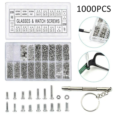 $8.58 • Buy 1000pcs  Eyeglass Repair Kit Screw & Screwdriver Fix Glasses Sunglasses Watch