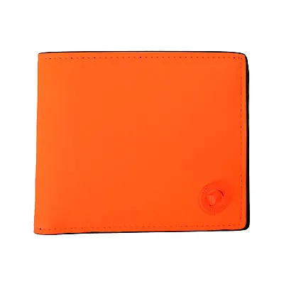 Versace Men's Orange Rubber Coated Canvas & Leather Medusa Head Bifold Wallet • $299.99