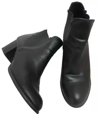 Ladies Smooth Black 'i Love Billy - Palises' Pull On Ankle Boots - Size 38(7) - • $20