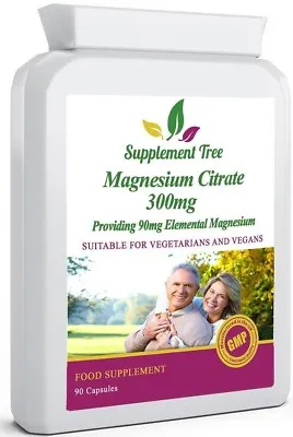 MAGNESIUM CITRATE 300mg Capsules High Strength 30% ELEMENTAL (90/180/360 Packs) • £19.97