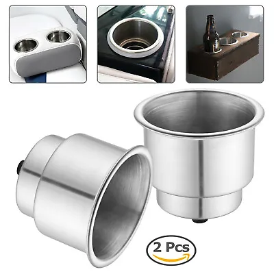 2x Stainless Steel Cup Drink Holders For Marine Boat Car Truck Camper RV W Drain • $13.75