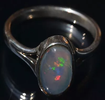 MEXICAN NATURAL FLASHING FIRE OPAL 925 STERLING SILVER RING Sz 7 TAXCO JEWELRY • $42.49