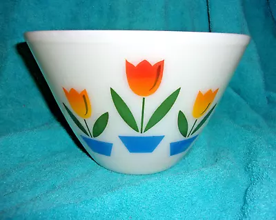 Vintage Fire King Tulip Pattern Milk Glass 8.5” Mixing Bowl  Excellent! • $39.99