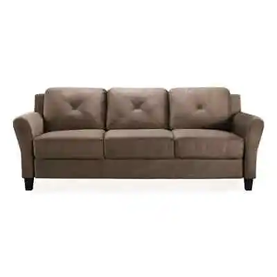 Lifestyle Solutions Tuxedo Sofa 4 Seater With Round Arm Microfiber 31.5  Brown • $379.86