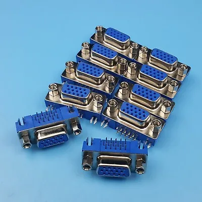$3.50 • Buy 10Pcs Blue D-SUB DB15 VGA Female Right Angle PCB Mount Solder Connector