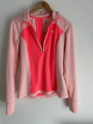 Hollister Sport Neon Pink + Light Pink Long Sleeve Part Zip Top Size Large • $15