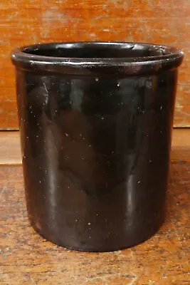 Antique Primitive Brown Albany Glaze Half Gallon Stoneware Crock 6.5” Minnesota • $39.95