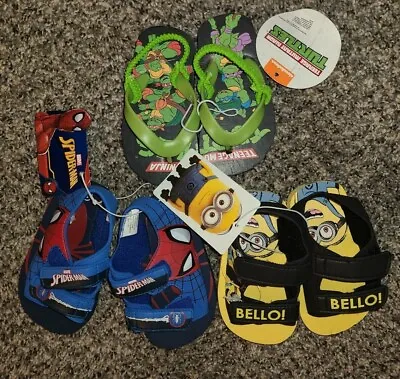 Lot Of 3 New With Tags Toddler Boys Shoes Sandals Flip Flops Slippers Size 5-6  • $9