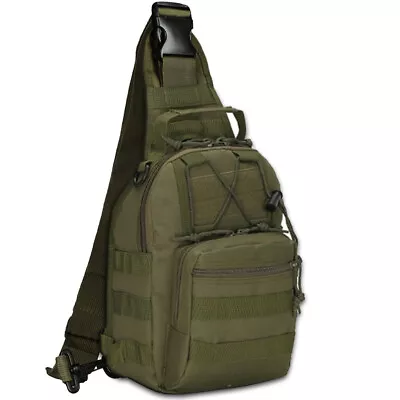 Mens Backpack Tactical Sling Shoulder Bag Molle Travel Chest Pack Outdoor Hiking • $12.99