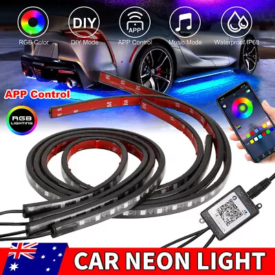 4x RGB LED Strip Lights Underglow Underbody Car Neon Light Kit Phone App Control • $24.45