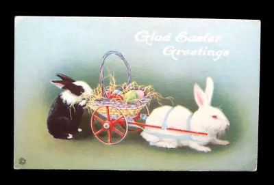 Vtg Stecher EASTER Bunny Rabbits Basket Cart Painted Eggs Postcard 753 ~ Unused • $4.95