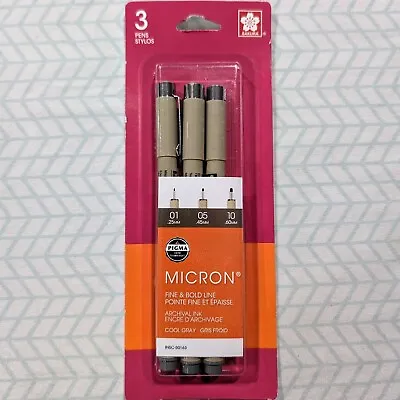 Sakura Pigma Micron Black Pens 3-Count Set New! • $7.95