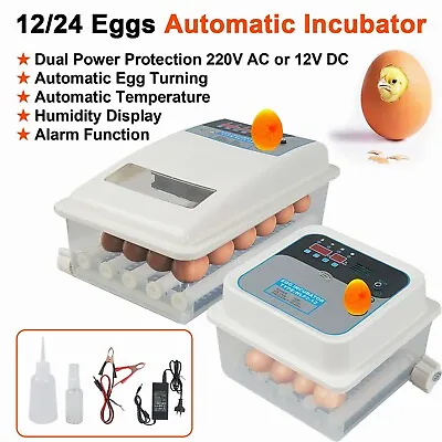 12/24 Egg Incubator Fully Automatic Digital Led Turning Chicken Eggs Poultry AU • $57.99