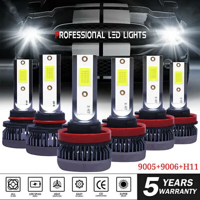 9005 9006 H11 6000K Combo COB LED Headlight Fog Lamp Bulb White High Low Beam US • $17.99