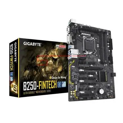 Gigabyte GA-B250-FINTECH LGA1151 Intel ATX 12 PCIe 3.0 12 GPU Motherboard • $1238.38