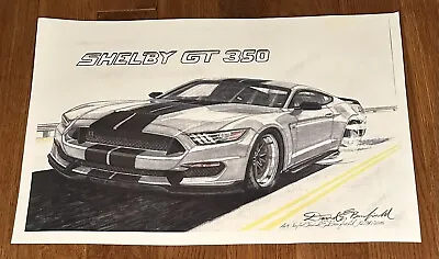 Car Artwork Ford Shelby GT Mustang Signed Dated 13”X 19” Man Cave • $10