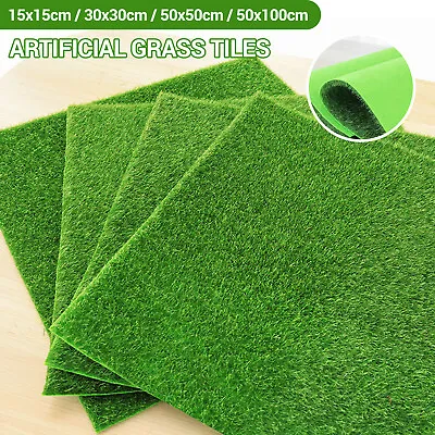 5/10/20x Artificial Grass Tiles Flooring Mat Synthetic Turf Outdoor Garden Decor • £7.65