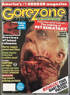 $25 • Buy GoreZone Magazine # 8 July 1989 Fangoria Pet Sematary Suspiria Luther The Geek