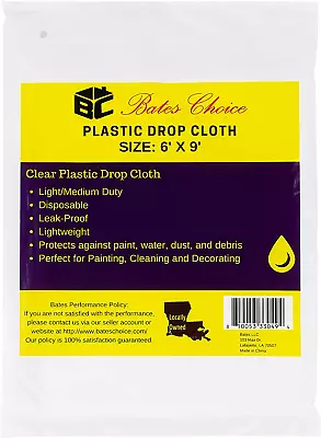 $10.56 • Buy 2 Pack Plastic Drop Cloth 6X9 Feet Plastic Cover Clear Plastic Tarp For Painting