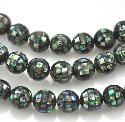 Abalone Mosaic Balls 10mm Beads Paua Shell /Mother Of Pearl For Jewellery Making • £9.44