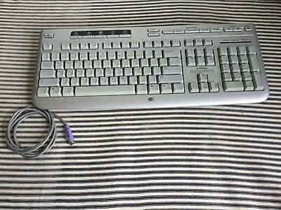 PS/2 HP Keyboard Model 5187-7583 Gray Silver Multimedia + Media Player Controls • $10