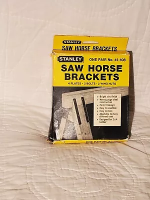 Vintage  STANLEY SAW HORSE BRACKETS  No.41-108 NEW  OPEN BOX ( 2 Brackets ) • $14.75