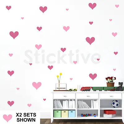 Heart Wall Decal Stickers - Kids Bedroom Toy Box Nursery Glitter • £5.50