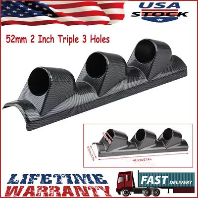 2'' 52MM Carbon Fiber Look Pillar 3 Hole Triple Gauge Meter Mount Holder Pod • $18.59