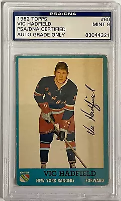 Vic Hadfield Autographed 1962-63 Topps Card #60 (PSA) • $149