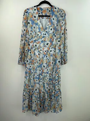 Joie Medium Printed Maxi Dress Peasant Long Floral Ruffle Long Sleeve NWT A17-09 • $36.85