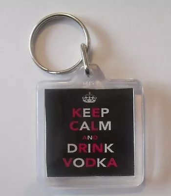 Black - Keep Calm And Drink Vodka Keyring  1.3 X 1.3 Inches • £2.20