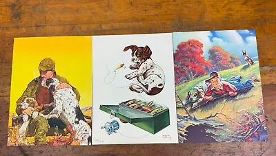 3 C.1955 Pinup Calendar Prints ~ Hunting Fishing ~ Herb Chidley J.F. Kernan • $27