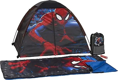 Marvel Spiderman Kids Camp Set Tent Backpack Sleeping Bag And Flashlight • $79.99
