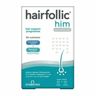 Vitabiotics Hairfollic Man Advanced - 60 Capsules - Hair Support Programme • £20.95